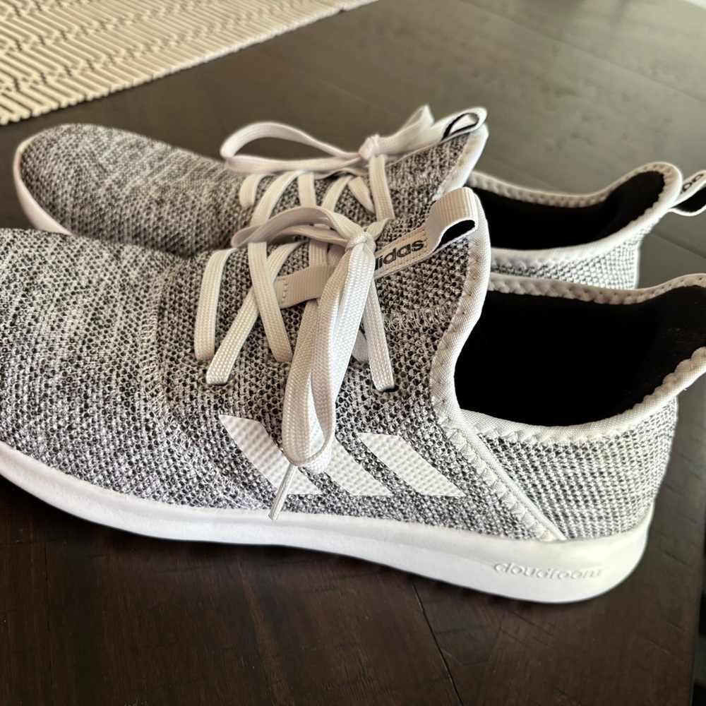 Adidas Men's Black and White Cloudfoam Sneakers